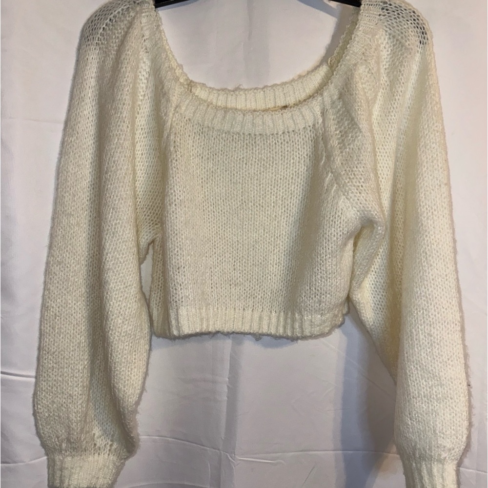 Altar'd State Cream Knit Cropped Sweater